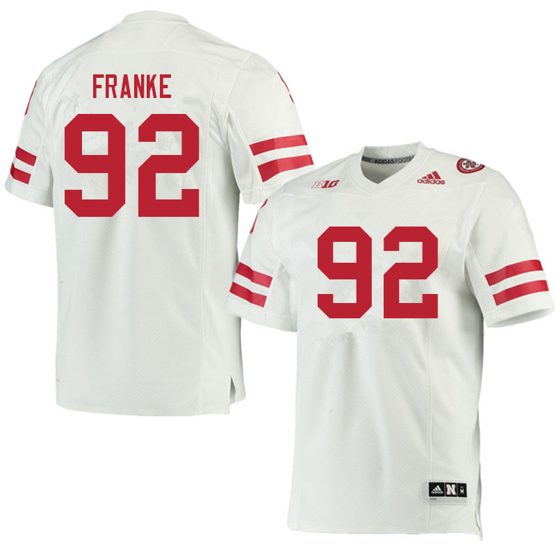 Men #92 Brendan Franke Nebraska Cornhuskers College Football Jerseys Sale-White - Click Image to Close